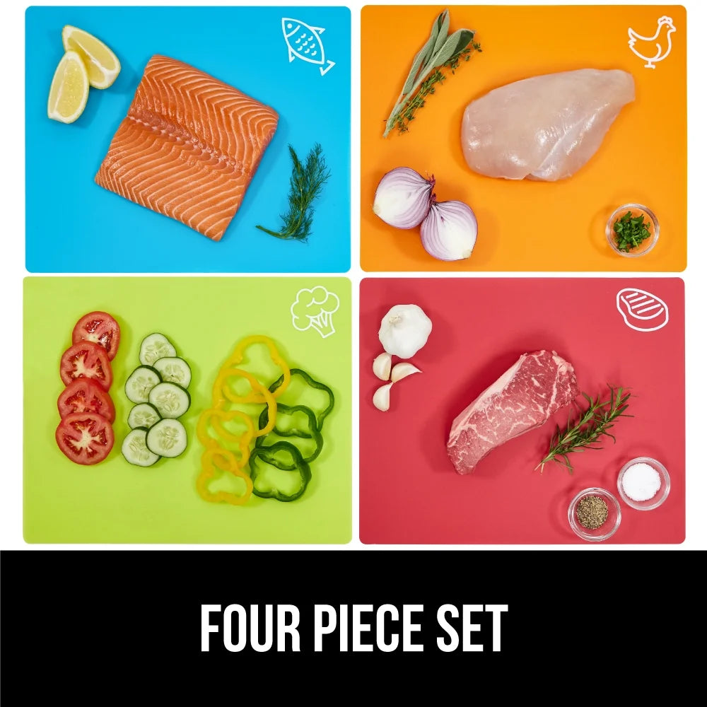 Cutting Board Set of 4, Flexible, Durable Plastic Chopping Mats, 15x12, Multicolor