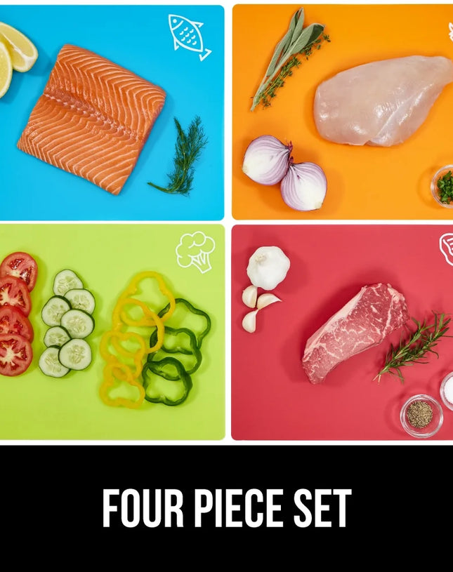 Cutting Board Set of 4, Flexible, Durable Plastic Chopping Mats, 15x12, Multicolor