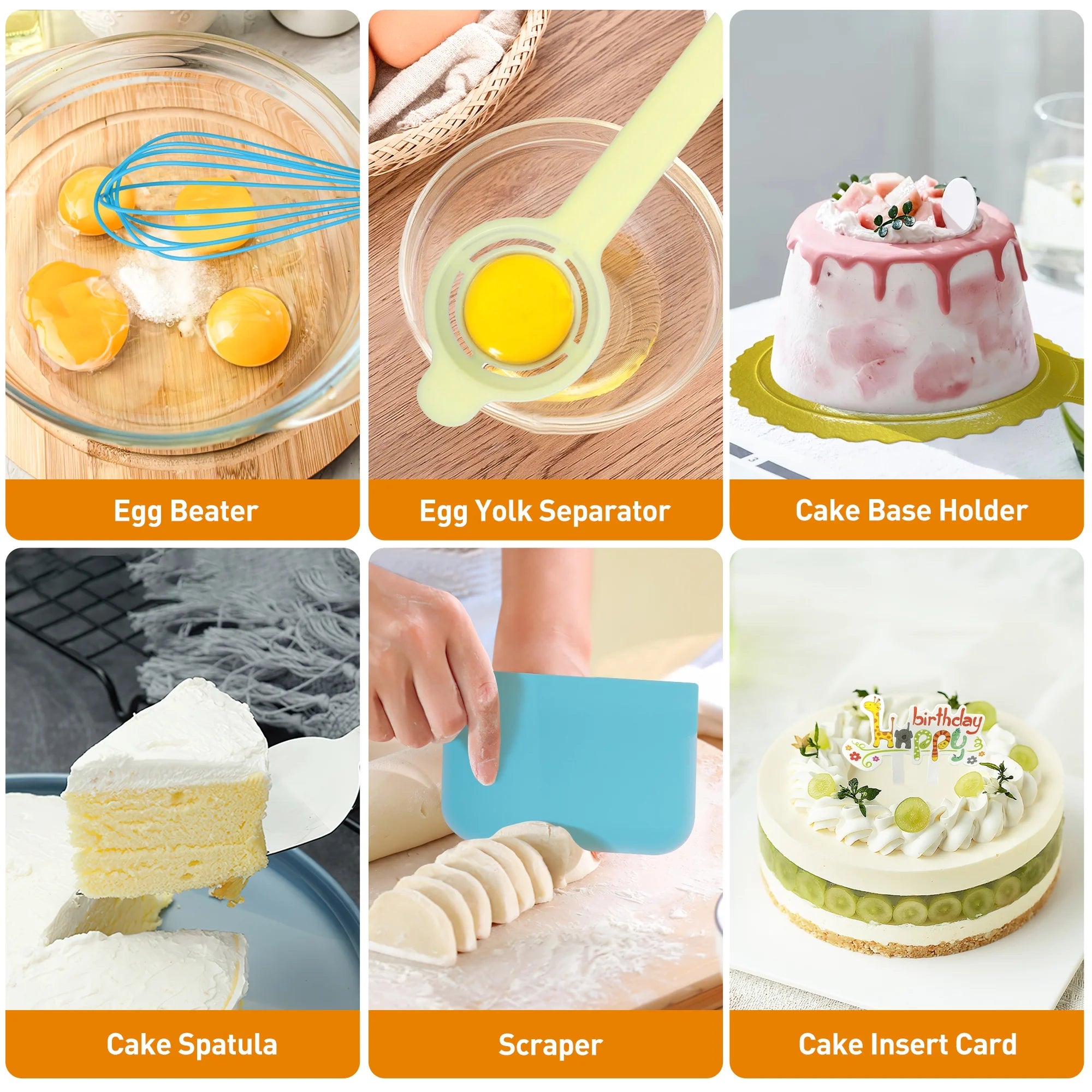 352 Pcs Cake Decorating Kit, Cake Baking Supplies with 48 Round Piping Tips,6 Korean Tips 4 Russian Tips, Baking Set with Non-slip Turntable, Baking Supplies Tools for Beginners,Plastic