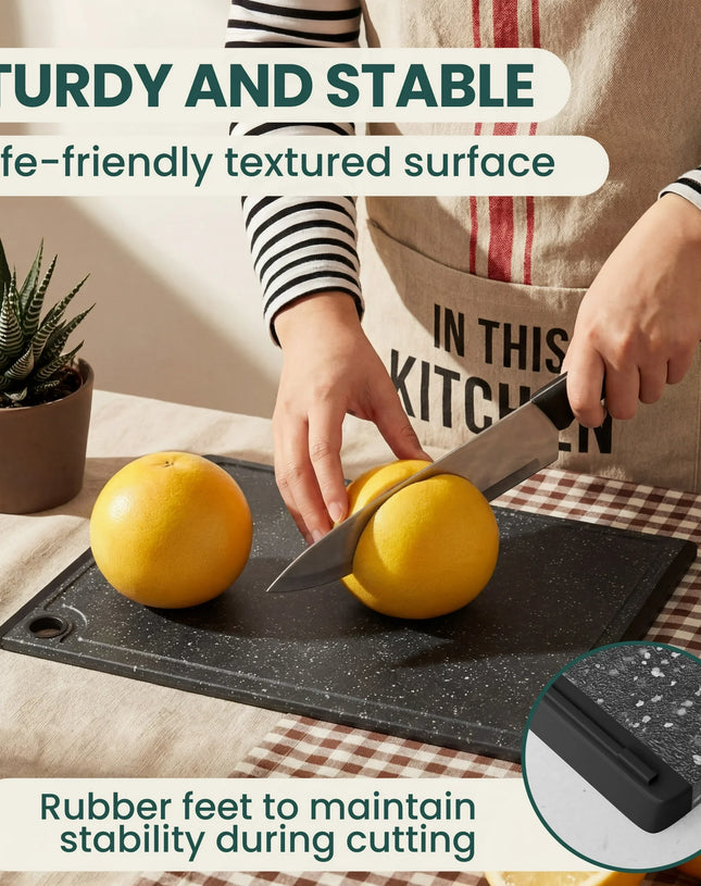 3-Piece Plastic Large Cutting Boards Set for Kitchen, Chopping Board with Non-slip Feet and Juice Grooves