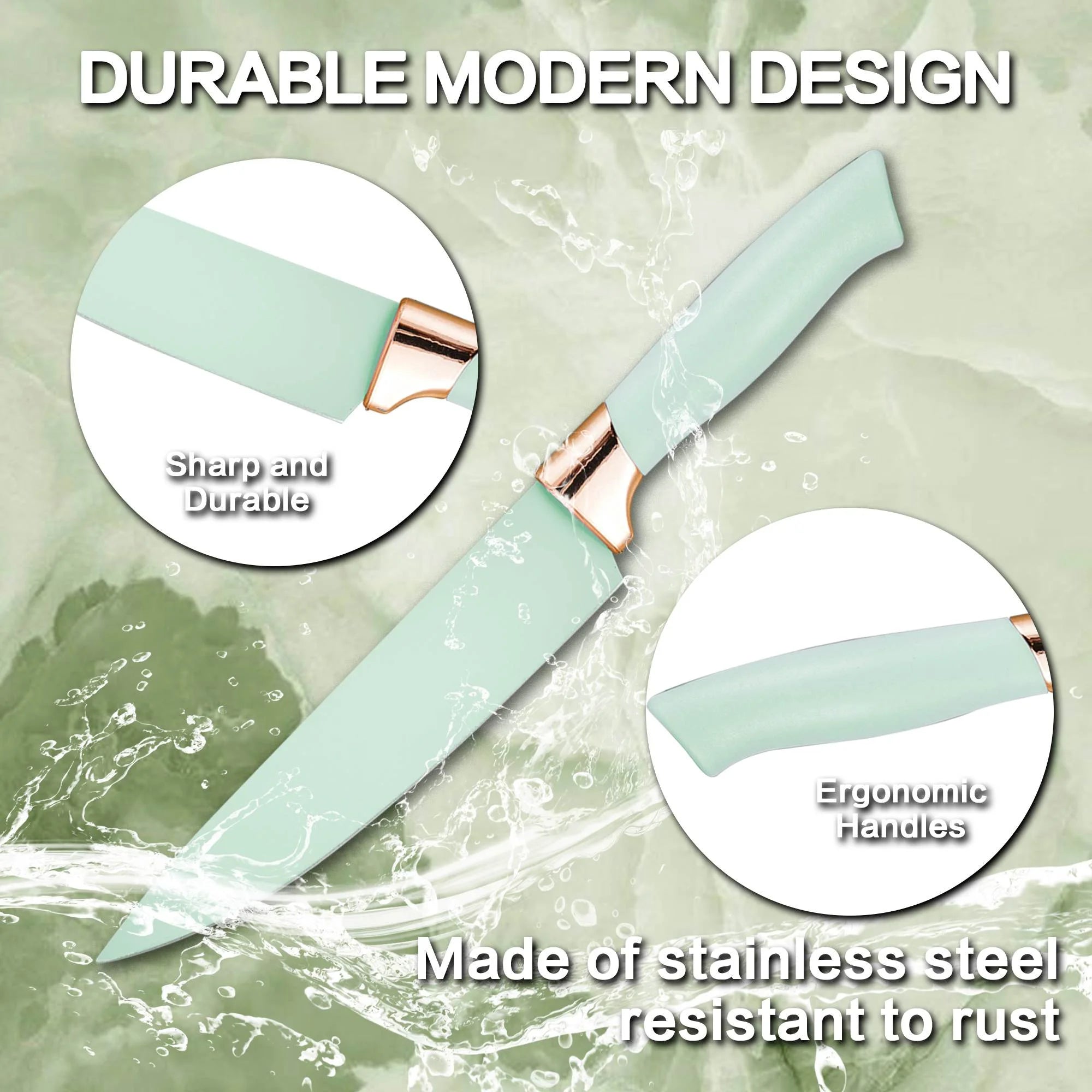 19-Piece Silicone Kitchen Utensil & Knife Set - Heat-Resistant Cooking Tools Non-Stick Safe Gift for Mom or Women Light-Green