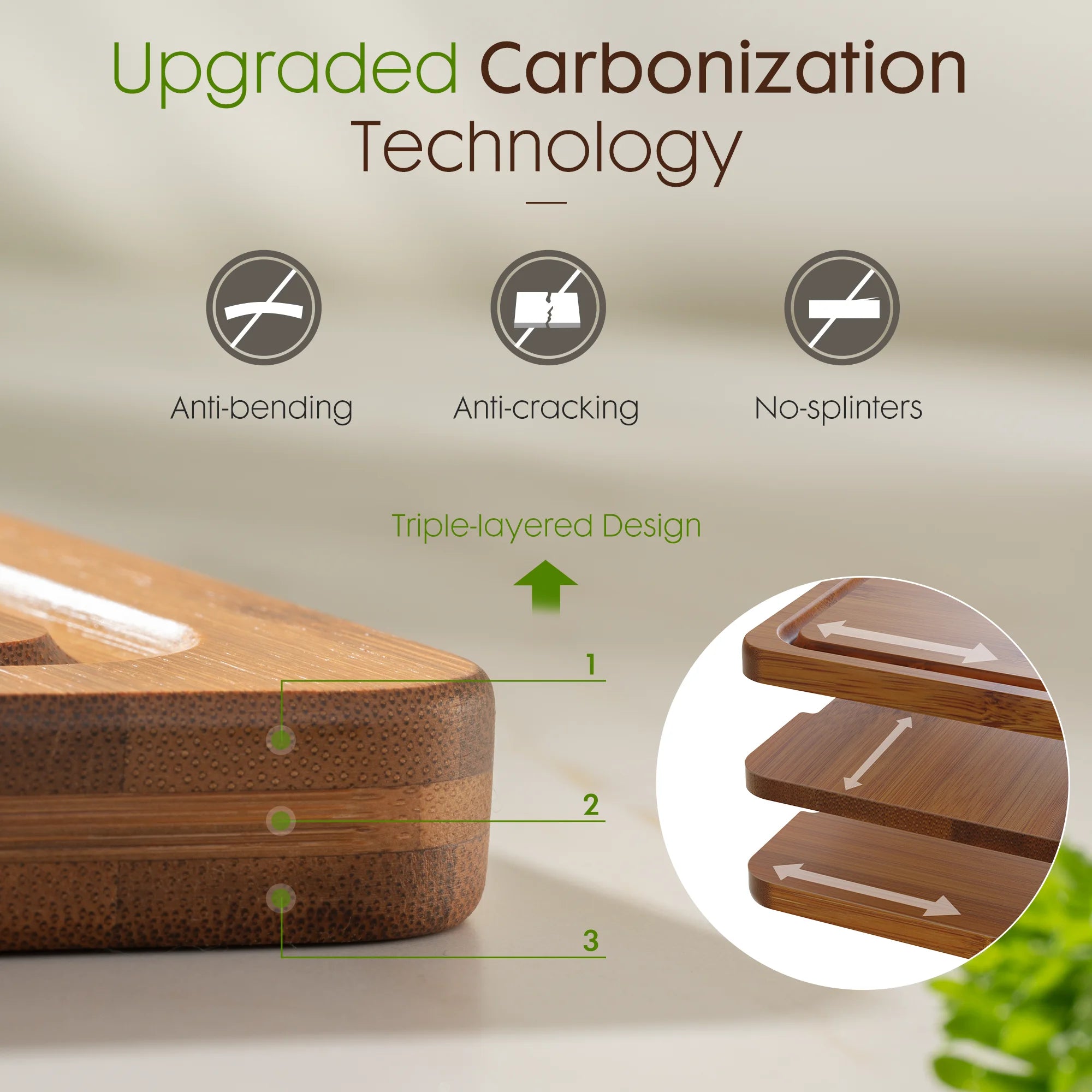 4-Pieces Wood Cutting Board, Bamboo Chopping Board for Kitchen with Holder, Cutting Boards Set with Juice Groove and Handles, Charcuterie Board for Chopping Meat, Vegetables and Fruits