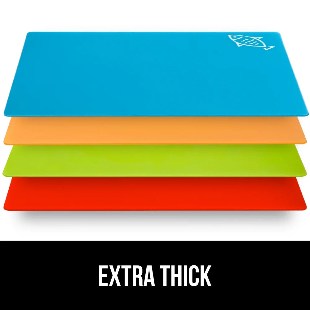 Cutting Board Set of 4, Flexible, Durable Plastic Chopping Mats, 15x12, Multicolor