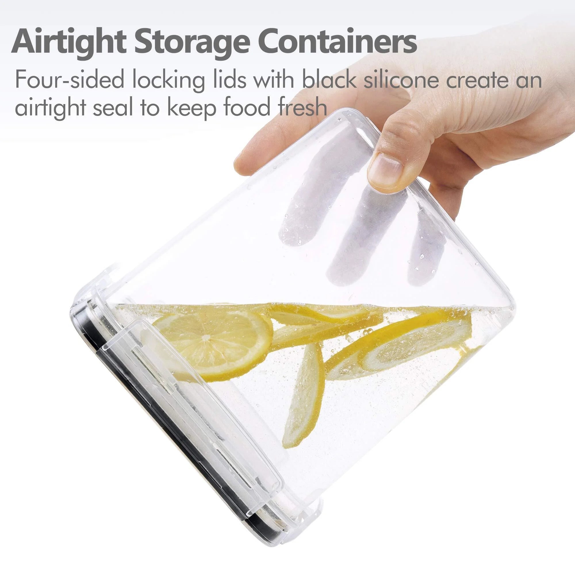 Airtight Food Storage Containers Set, 14pcs Plastic Kitchen and Pantry Organization Canisters, Black