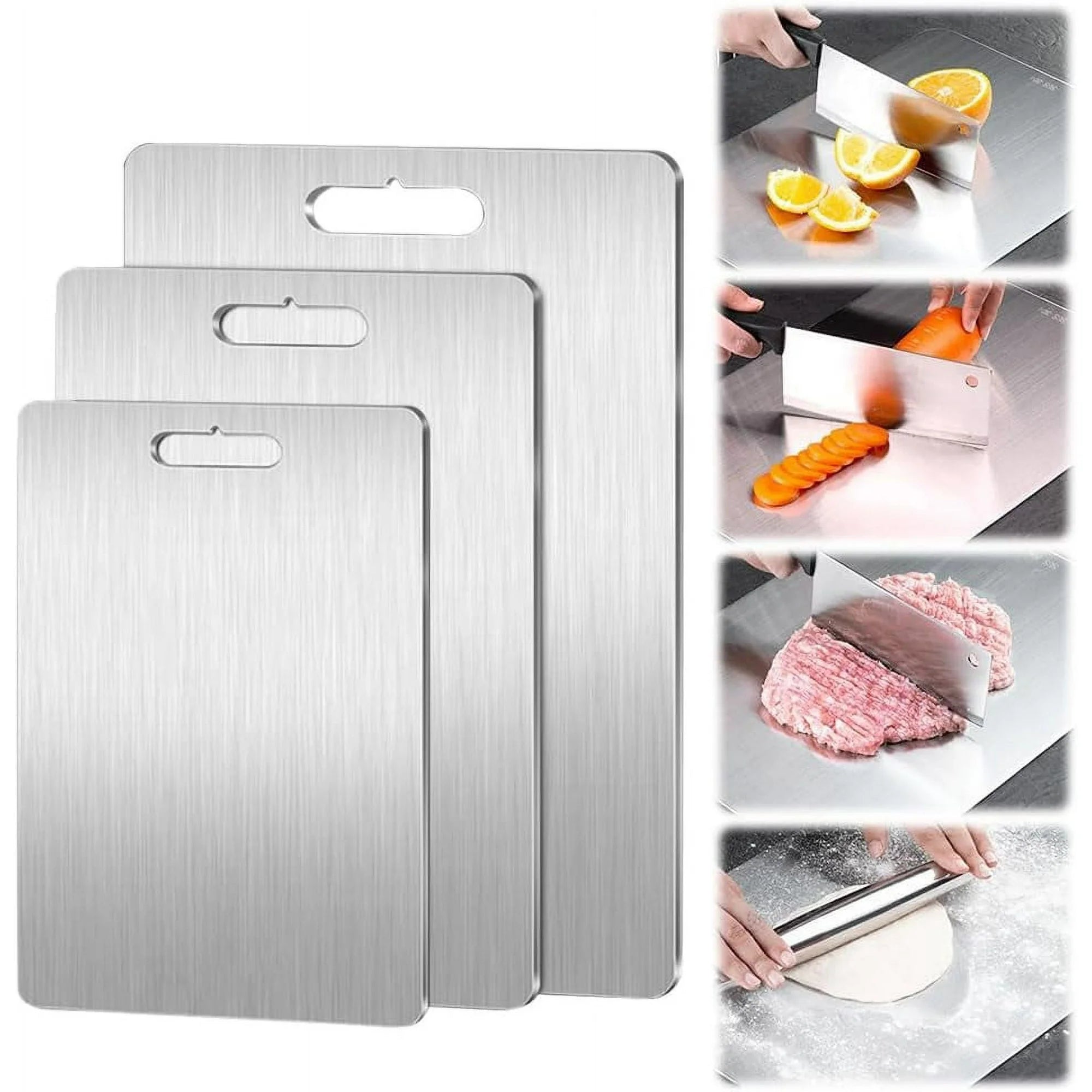 New Titanium Cutting Boards - 100% Pure Titanium Cutting Boards for Kitchen - Cutting Edge Hygiene & Durability, Double Sided Medical-grade Titanium Cutting Mat from Japan (15 x 11 in)