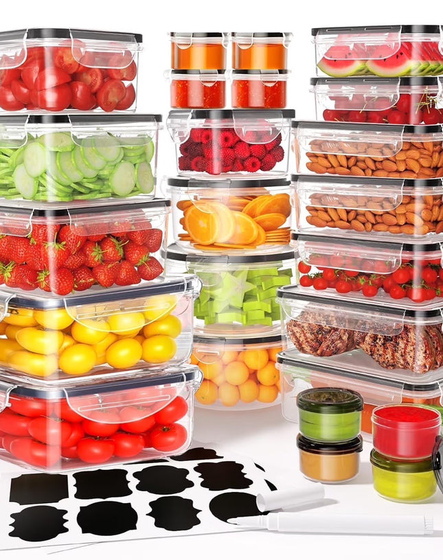 50 Pcs Food Storage Containers with Lids, Plastic Containers Kitchen Organizers and Storage(24 Containers + 24 Lids)