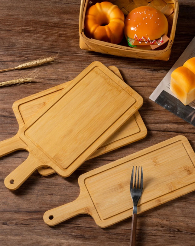 Wood Cutting Board and Chopping Board with Handle for Meat, Cheese Board, Bread, and Charcuterie - Decorative Wooden Serving Board for Kitchen and Dining Room, 13 x 6inch