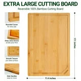 Bamboo Cutting Boards for Kitchen, with Deep Juice Groove and Inner Handle, 17.1" x 11.4"
